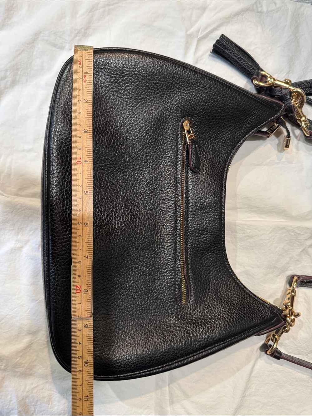 Coach Black Pebbled Leather Shoulder Bag with Gold Hardware - Picture 5 of 5
